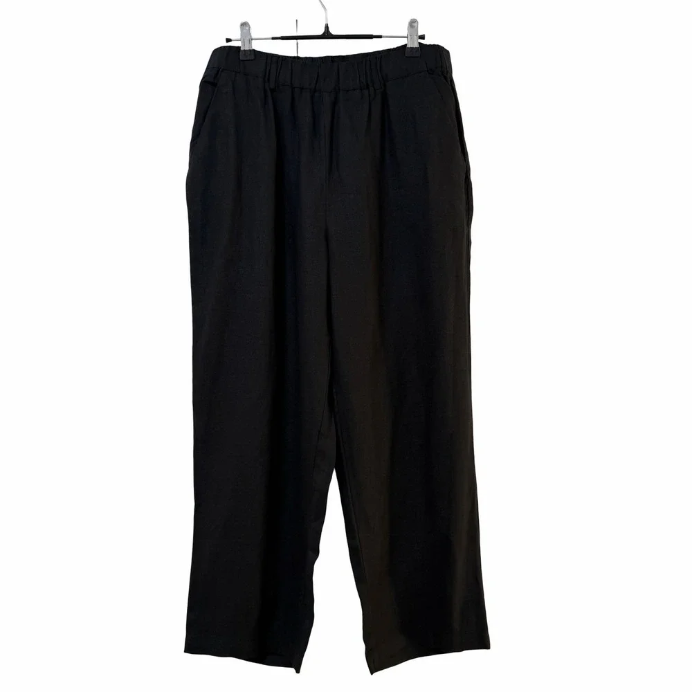 Quince Womens 100% European Linen Pants Size L Black Coastal Resort Vacay NWT